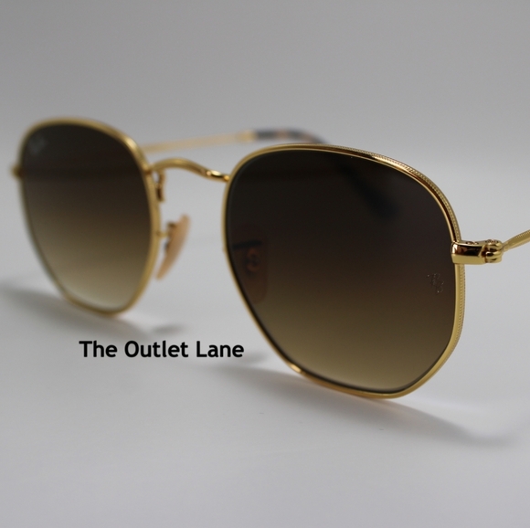 Model Display RayBan Hexagonal Gradient Brown RB3548N Gold Frame - Picture 5 of 16